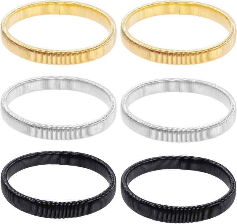 SUMERSHA 6 Pieces Shirt Sleeve Holders Stretchy Metal Armbands Anti-Slip Garters Fixing Long Sleeves for Men Women - Image 1